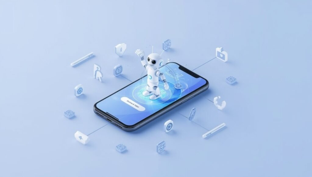 Is Janitor AI safe?smartphone interface with security shield protection symbols and AI chatbot conversation