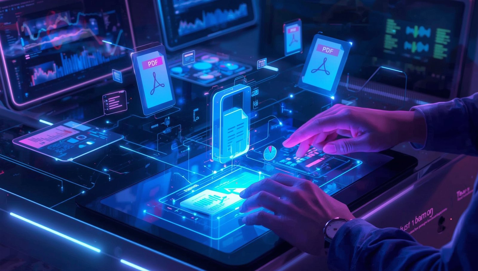 Adobe Acrobat Studio AI-powered workspace showing futuristic PDFs, collaboration, and productivity tools for professionals efficiently.