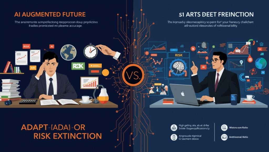 Are finance jobs at risk from AI infographic showing traditional versus automated future workplace comparison