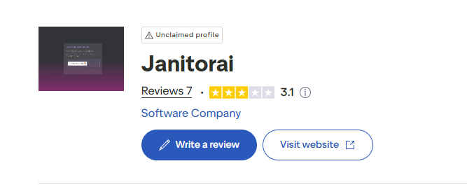 janitor AI trust pilot rating screenshot