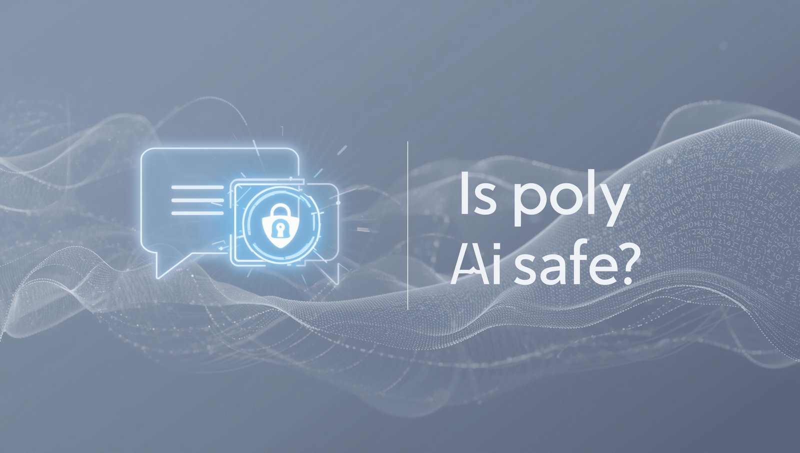 An illustration of a digital shield and padlock protecting a chat icon, providing a visual answer to "Is Poly AI safe?"