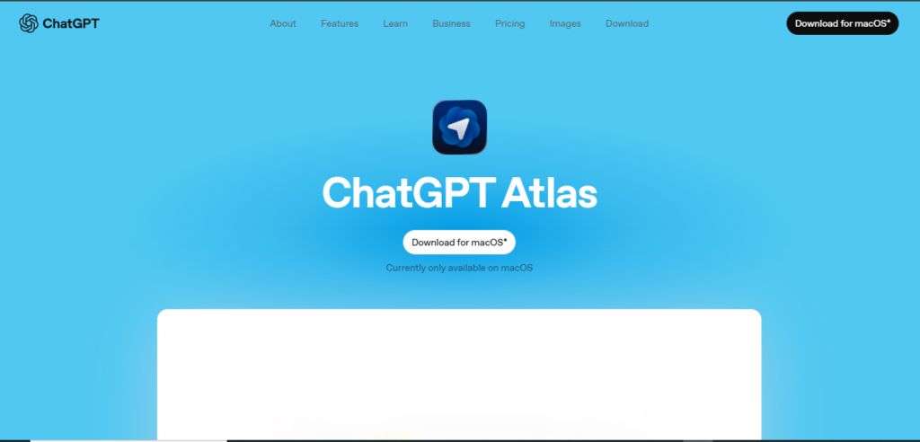 Screenshot of chatgpt atlas ai browser