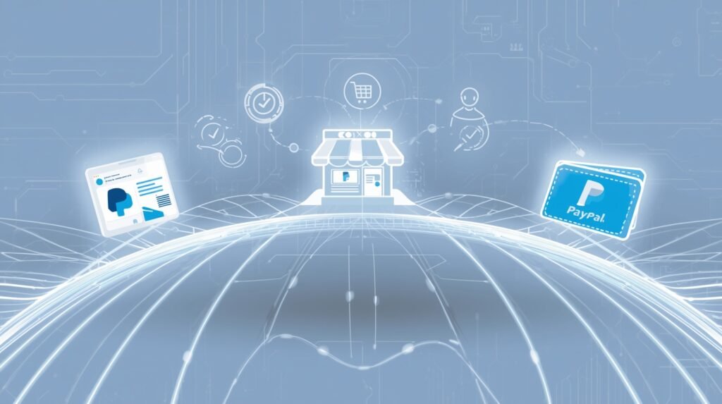 Agentic commerce protocol image showing paypal chatgpt integration with ai shopping automation and secure payment bridge system.