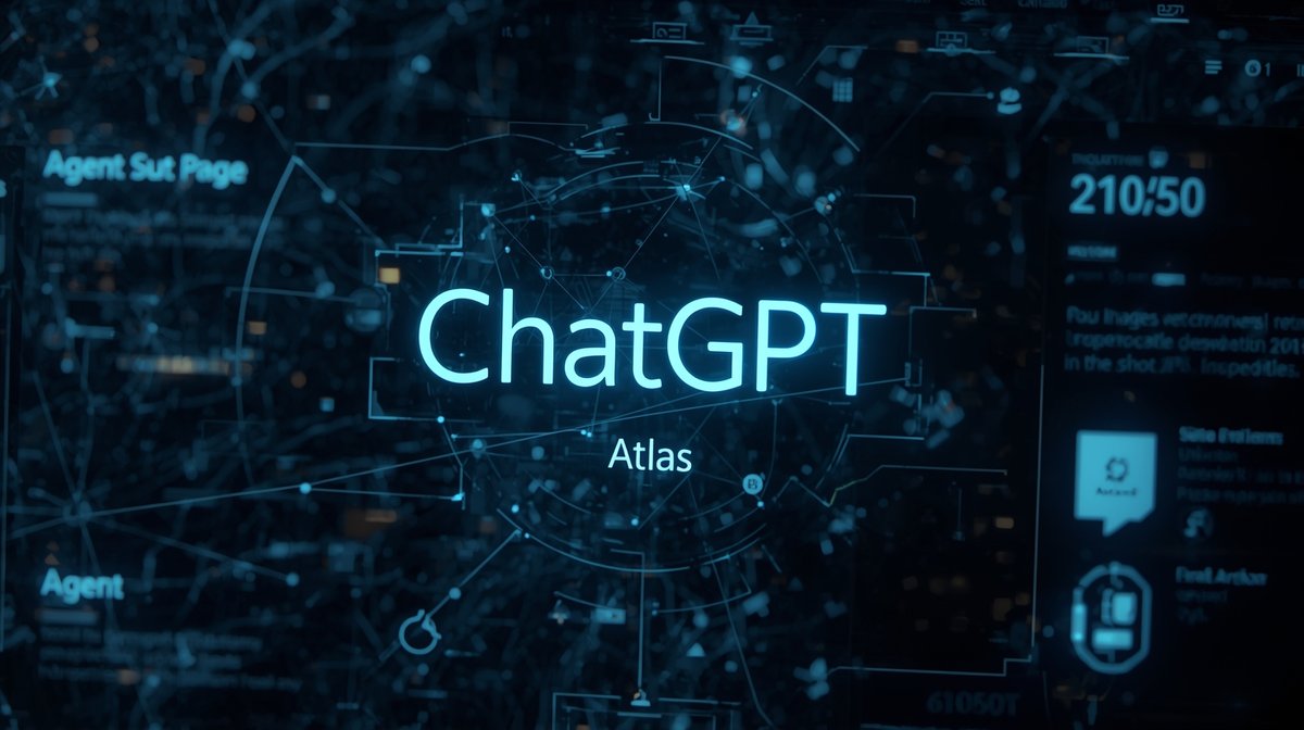 ChatGPT Atlas interface displaying AI-powered web navigation, real-time summaries, and autonomous browsing features visually.
