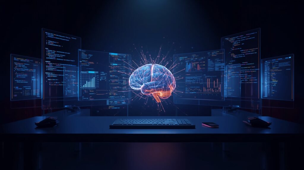 Gpt-5. 2 reasoning-first model connecting contracts, reports, and code in one sleek, long-context enterprise ai workspace illustration.