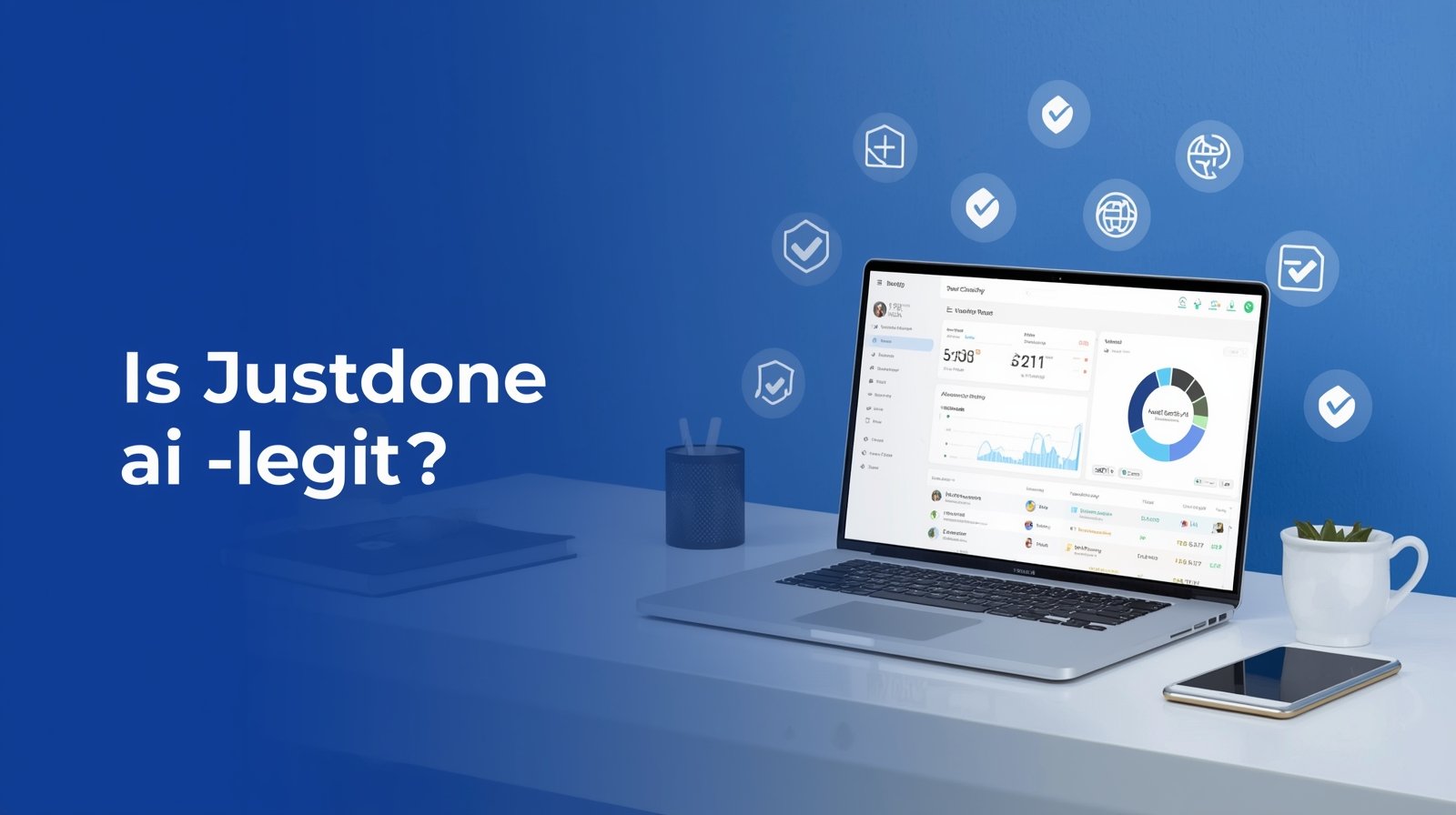 Is Justdone ai legit analysis showing AI tool dashboard, trust indicators, and professional review for users