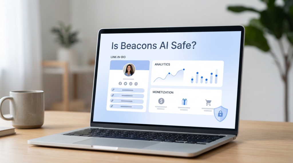 Is beacons ai safe review showing secure creator dashboard, privacy controls, and trusted link-in-bio platform features