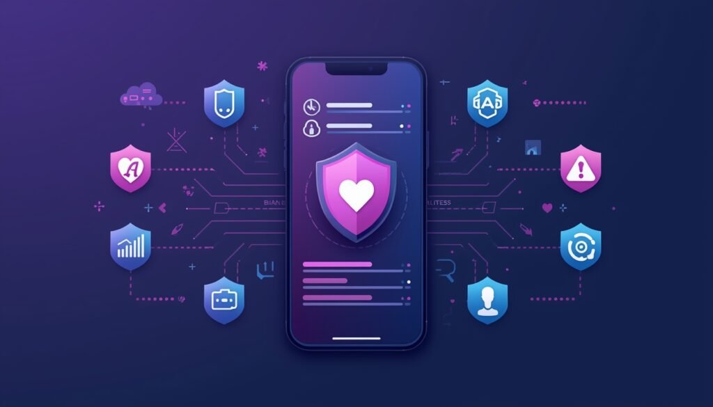 Alt text: is cheater buster ai legit? Visual showing ai analyzing dating app data with privacy and security symbols