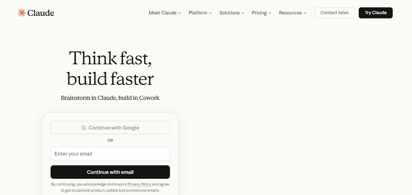 Claude Ai website home page