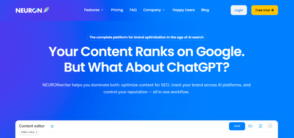 Neuron writer website screenshot