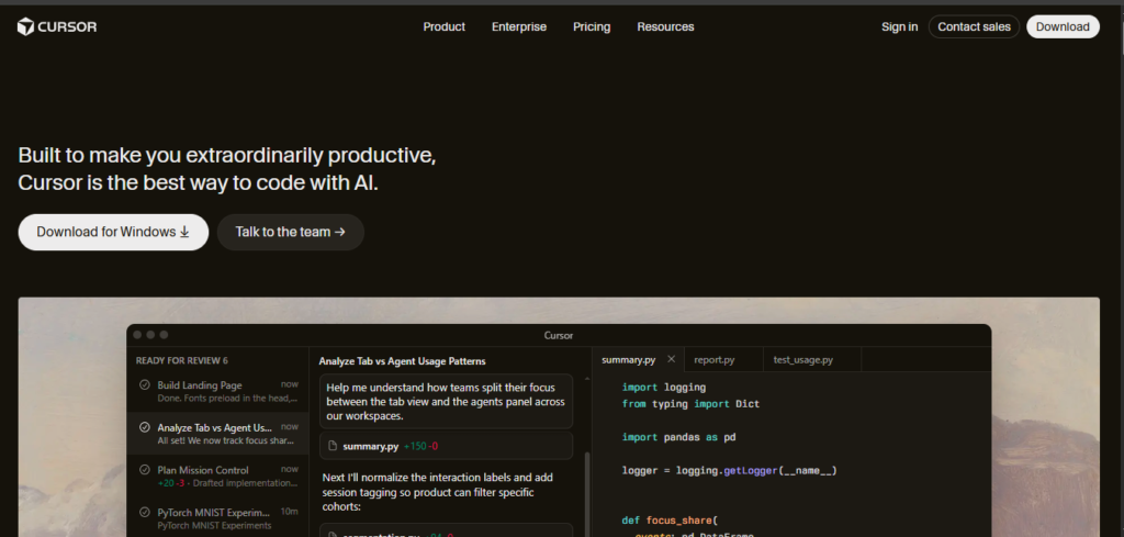 Best ai for coding in 2026: top ai tools developers use to write better code 3 Cursor ide website screenshot