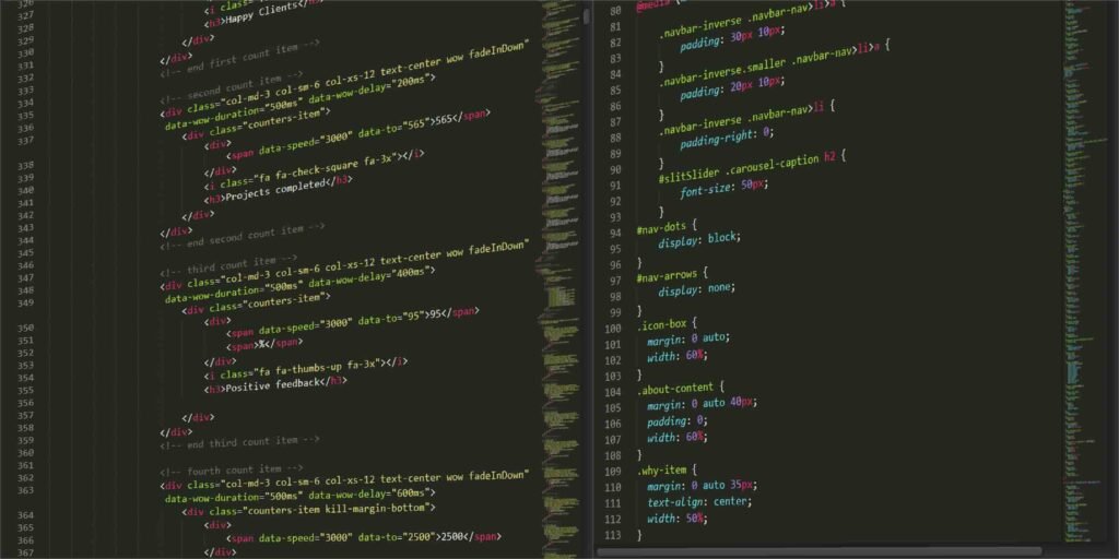 A laptop on which coding is written