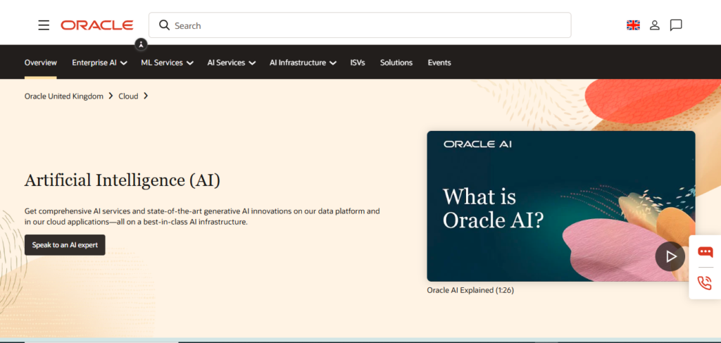 Oracle ai website home page screenshot