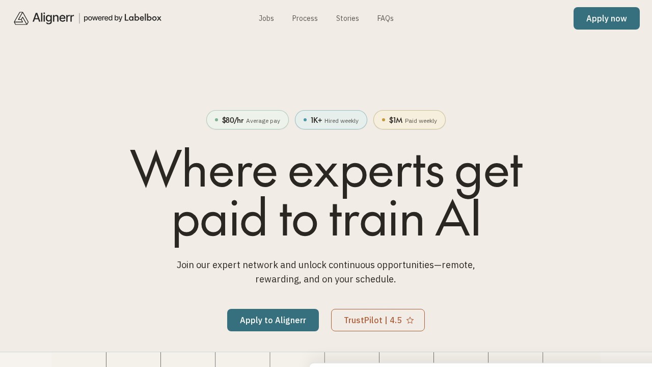 Is alignerr legit? We checked 5,624 listings and its own faq 1 Alignerr homepage with badges reading $80/hr average pay, 1k+ hired weekly, $1m paid weekly and a trustpilot 4. 5 link