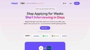 AIApply homepage showing its Auto Apply job application tool and its claim of more than two million users