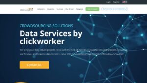 The Clickworker homepage, offering crowdsourcing data services to businesses
