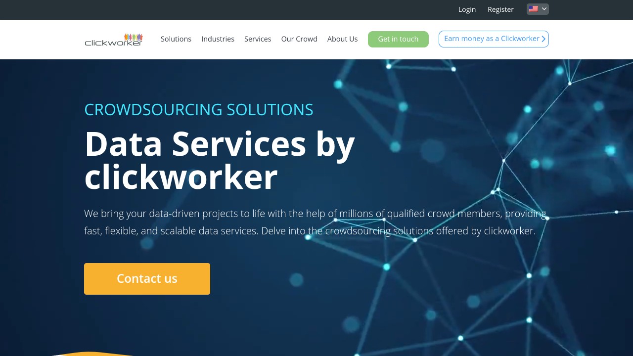 Home 3 The clickworker homepage, offering crowdsourcing data services to businesses